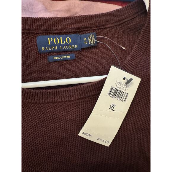 Polo Ralph Lauren Men’s Long Sleeve Sweater XL Burgandy NWT - Picture 6 of 7